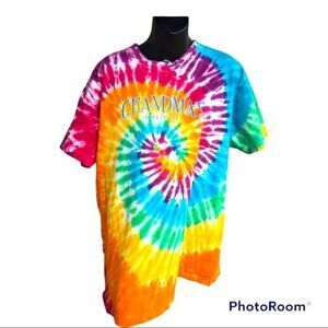 Tie dye top graphic hand crafted large Grandmas Duluth Minnesota pink